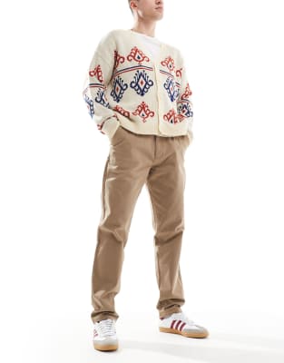 Farah Farah norwood regular fit twill chino trousers in beige-Neutral