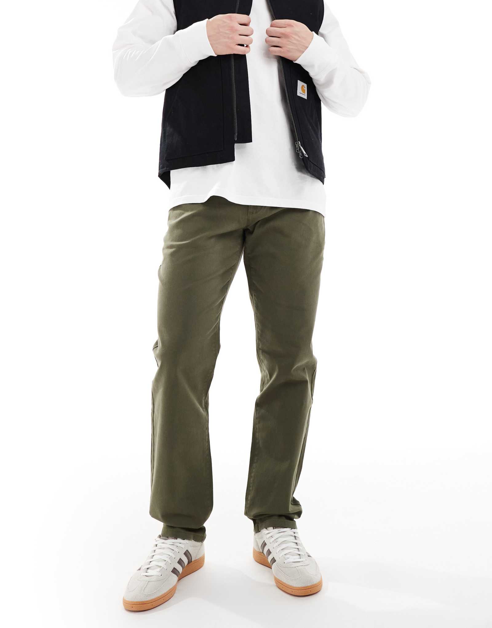 Брюки-чиносы прямого кроя от Farah norwood зеленого цвета хаки