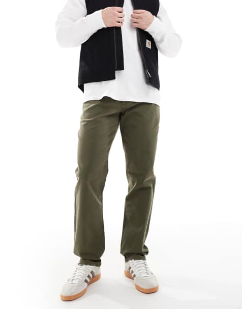 Farah norwood straight fit chino trousers in khaki - view 1