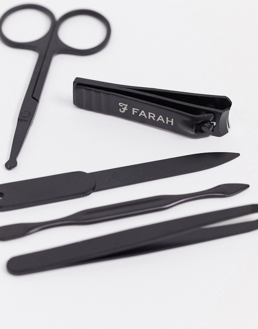 Farah Nylon Manicure Set In Bag-black