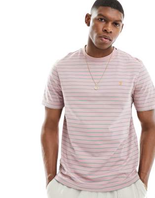 Farah Farah oakland stripe t-shirt in pink