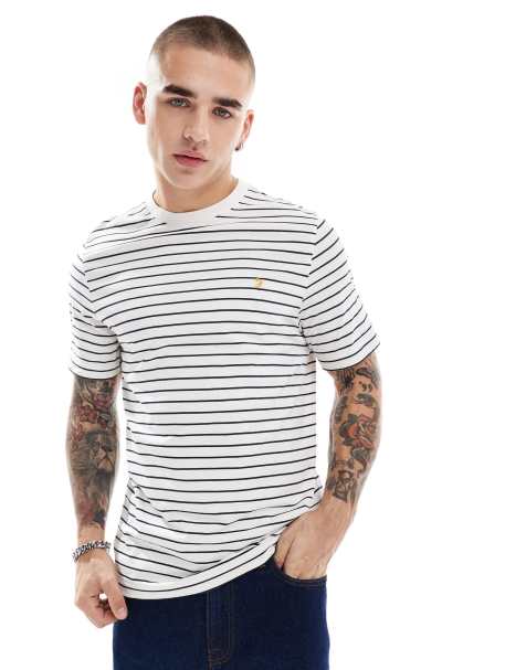 Farah Oakland stripe t-shirt in white and navy - view 1