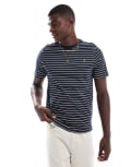 [Farah] Farah Oakland striped cotton t-shirt in navy XS NAVY
