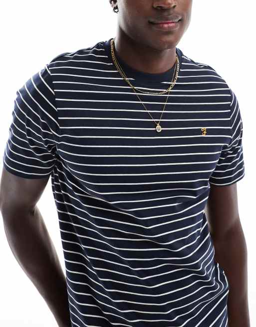 Farah Oakland striped cotton t-shirt in navy | ASOS