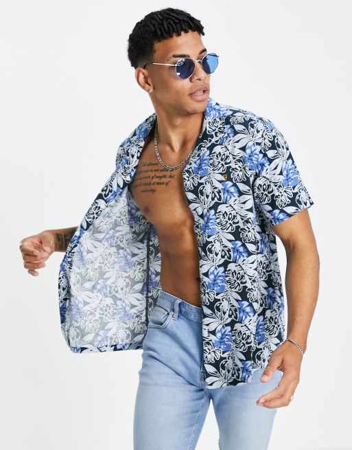 Farah - Oasis - Camicia blu stampata
