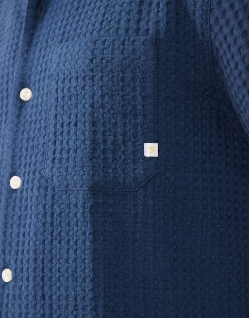 Farah - Olsen - Chemise d'ensemble texturée à manches courtes et logo - Bleu marine, 3 de 5