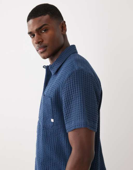 Farah - Olsen - Chemise d'ensemble texturée à manches courtes et logo - Bleu marine, 5 de 5