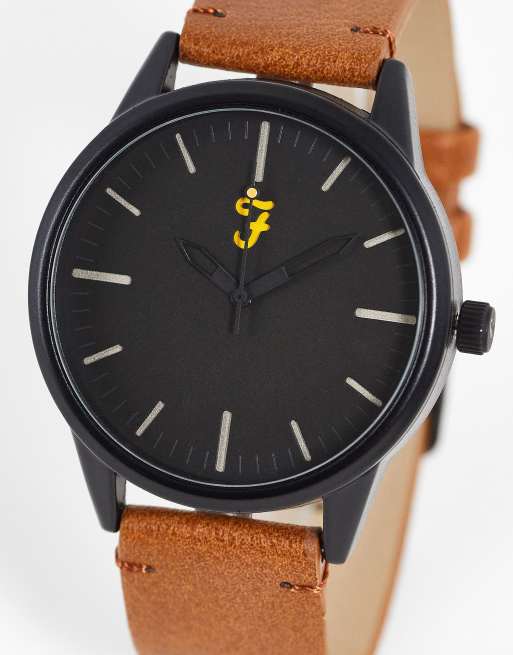 Farah - Orologio con cinturino in pelle color cuoio