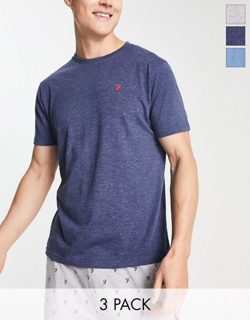 Farah - Pakke med 3 t-shirts i marineblå/grå/blå