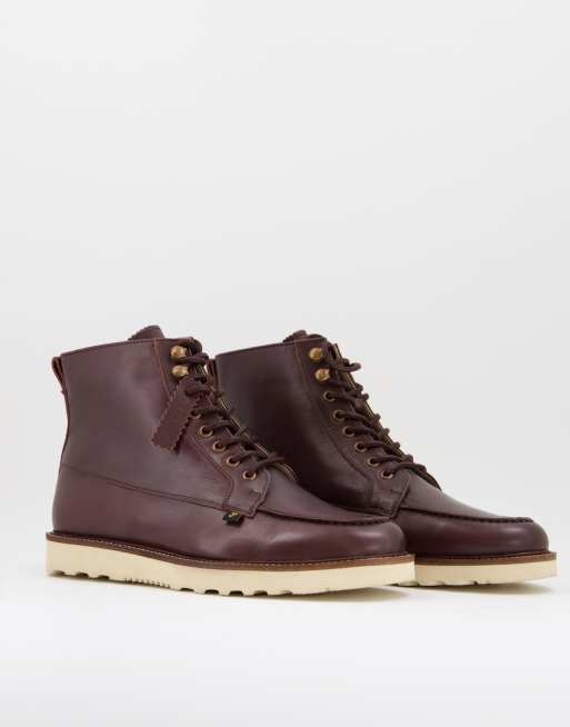 Farah - Pantego - Stivaletti stringati in pelle bordeaux