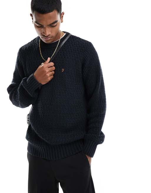 Farah panucci textured sweater in navy