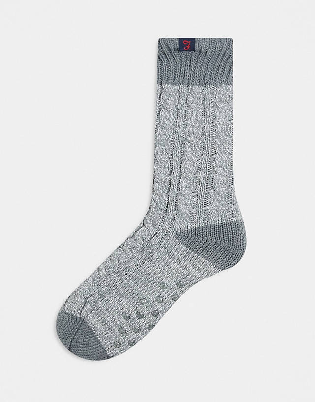 Farah - pardey fleece lined slipper socks in grey