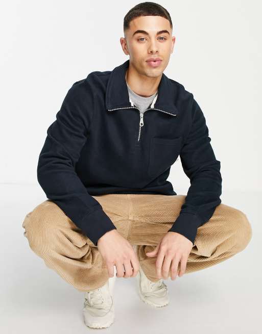 Farah Patti quarter zip polar fleece sweatshirt in navy