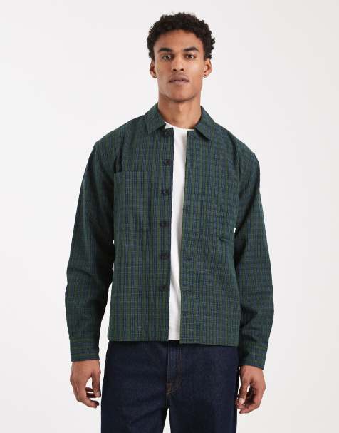 Farah photie longsleeve checked shirt in dark green - view 1