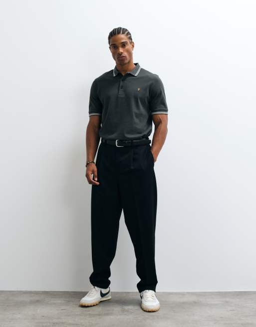 Farah - polo de manga corta con ribetes y logo en negro lavado, 4 de 5