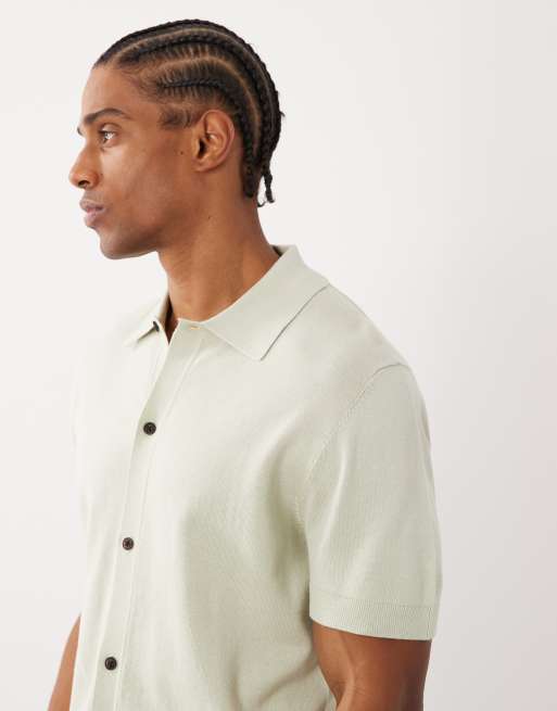 Farah Poplar short sleeve knit logo polo shirt in light green, 4 of 5