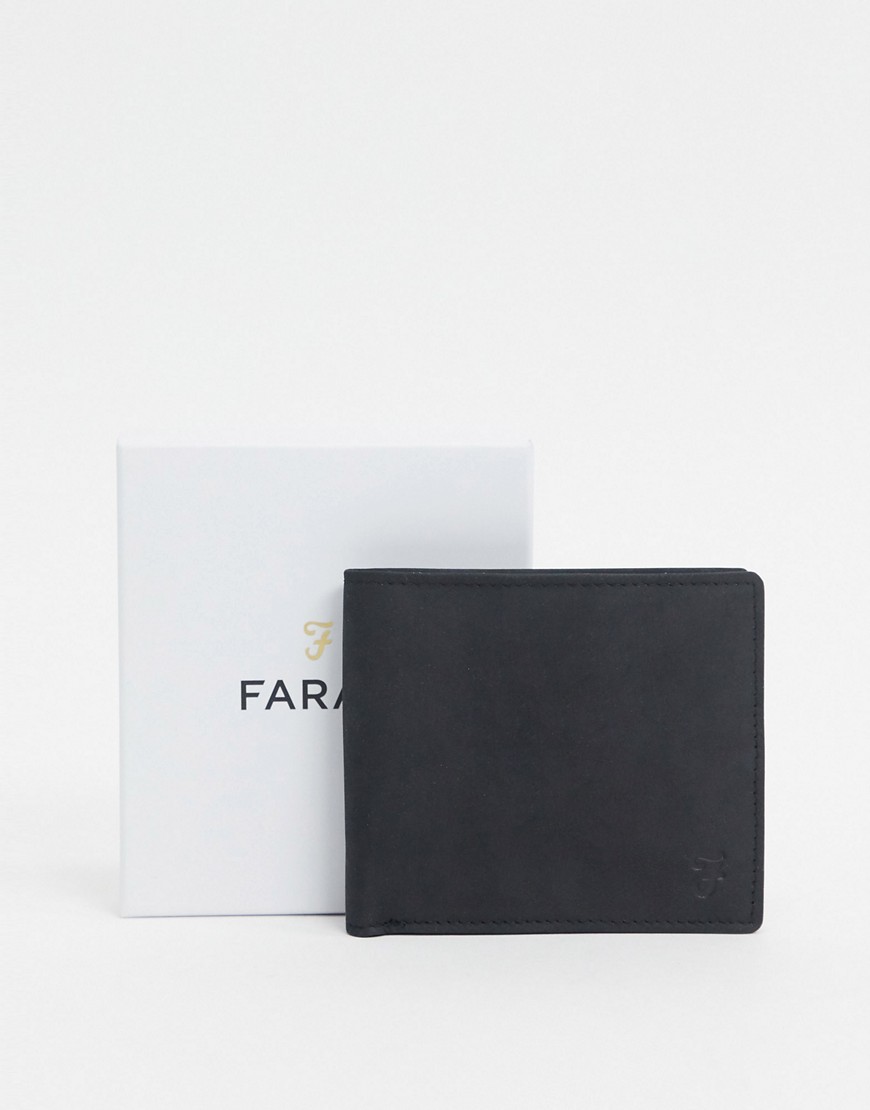 Farah - Portafoglio a libro in pelle nera-Nero