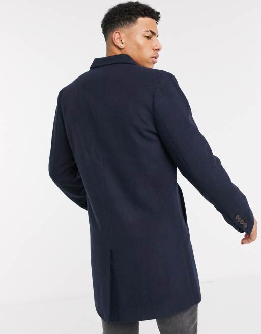Farah Portobello single breast overcoat in navy