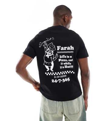 Farah Farah powis graphic back t-shirt in  black'