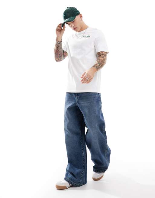 Farah Powis t-shirt in white with pizzeria chest and back print, 3 of 4