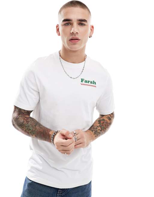 Farah Powis t-shirt in white with pizzeria chest and back print, 4 of 4