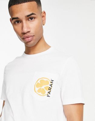 Farah Preston lemon logo t-shirt in white