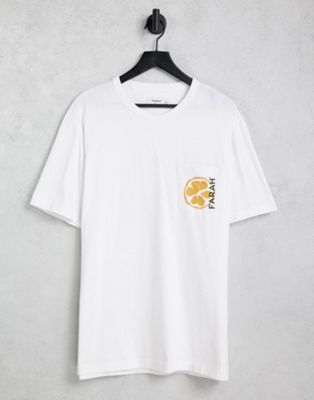 Farah Preston lemon logo t-shirt in white