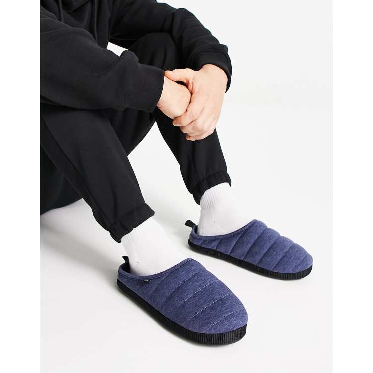 Farah puffer slipper in navy | ASOS