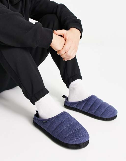 Farah puffer slippers in navy