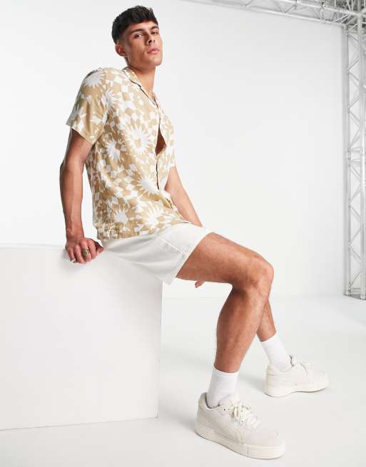 Farah - Rebello - Overhemd van linnenmix met revers en tie-dye in blauw , 4 van 4