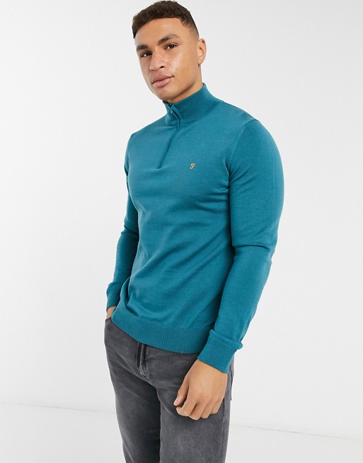 Farah Redchurch 1/4 zip sweatshirt in blue