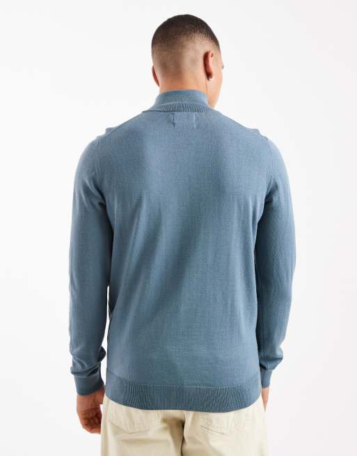 Farah Redchurch half-zip merino wool jumper in blue, 3 of 5