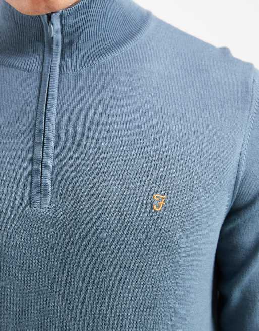 Farah Redchurch half-zip merino wool jumper in blue, 5 of 5