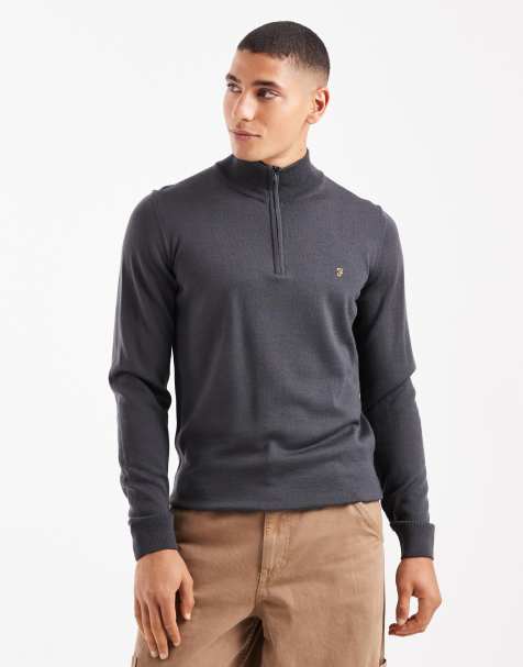 Farah Redchurch merino wool sweater in charcoal - view 1
