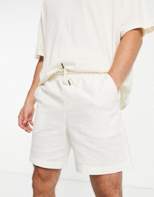 Farah redwald linen shorts in white