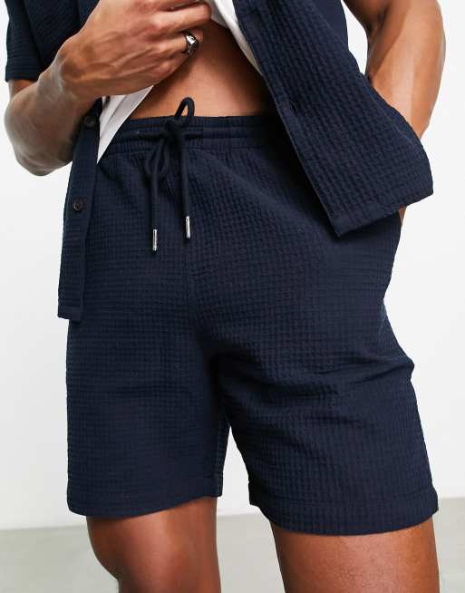 Farah - Redwald - Short met wafelstructuur in marineblauw