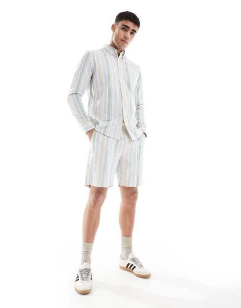 Farah redwald striped shorts in blue and green - part of a set - view 1