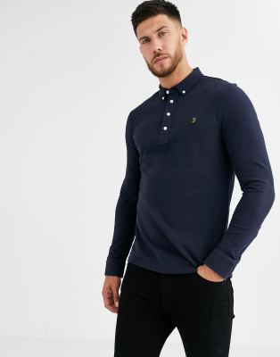 mens farah long sleeve polo