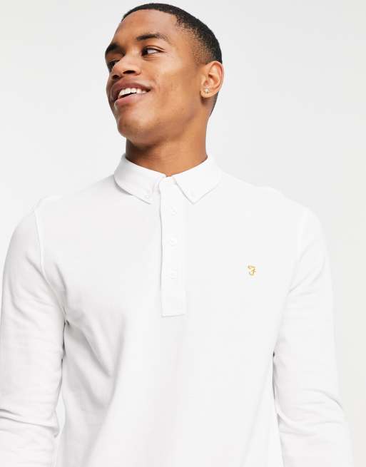 Farah - Ricky - Polo met lange mouwen in wit