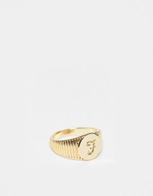 Farah ridged signet ring in gold