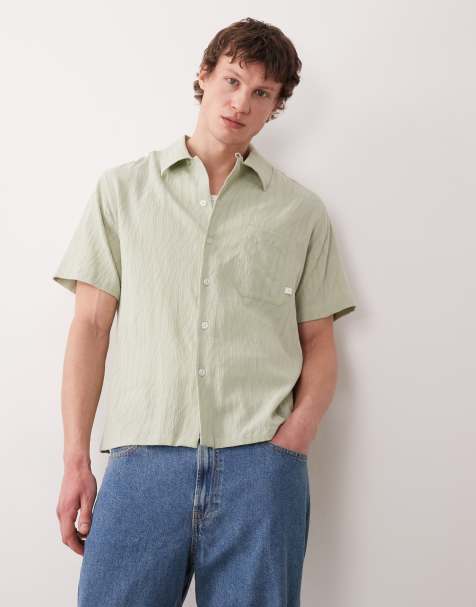 Farah Riley short sleeve textured logo shirt in green