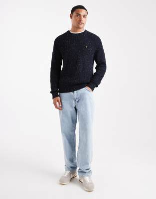 Farah Sage Nepped Knit Sweater In Blue