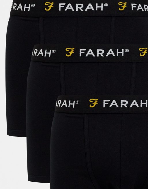 Farah Vintage Saginaw 3 Pack Boxer Shorts Black