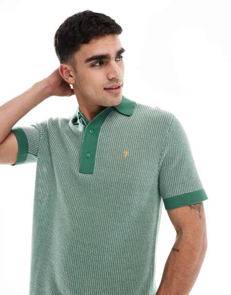 Farah Sandford knitted polo in green - view 1