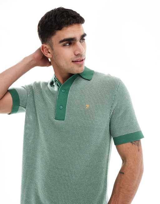 Farah – Sandford – Zielona dzianinowa koszulka polo