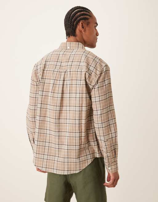 Farah - Sands - Geruit overhemd met lange mouwen en logo in taupe bruin, 3 van 5