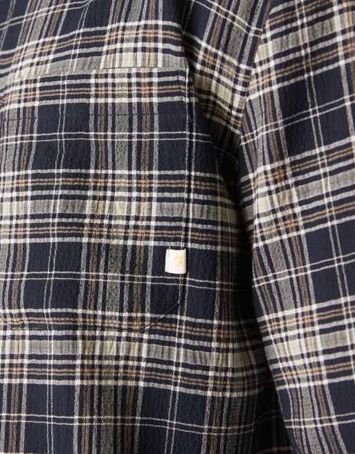 Farah – Sands – Langärmliges, kariertes Flanellhemd in Marineblau mit Logo, 5 von 5
