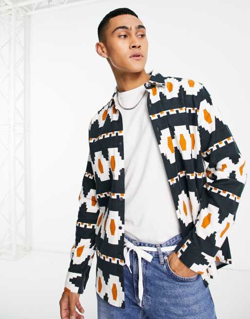 Farah – Saudan – Langärmliges Hemd aus Baumwolle mit All-over-Print in True-Marineblau