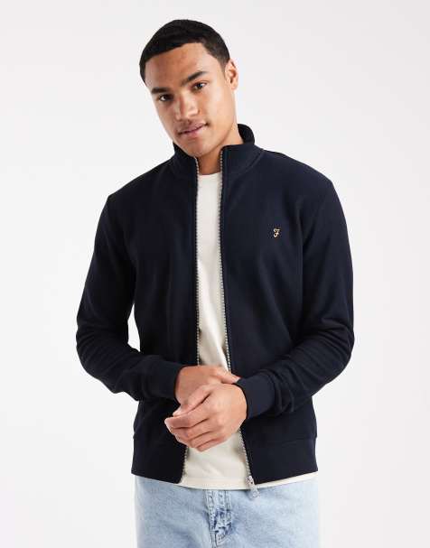 Farah - Seatin - Felpa blu navy con zip - view 1