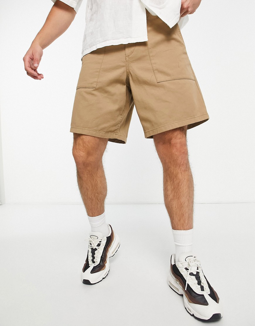Farah Sepel patch twill shorts in beige-Neutral